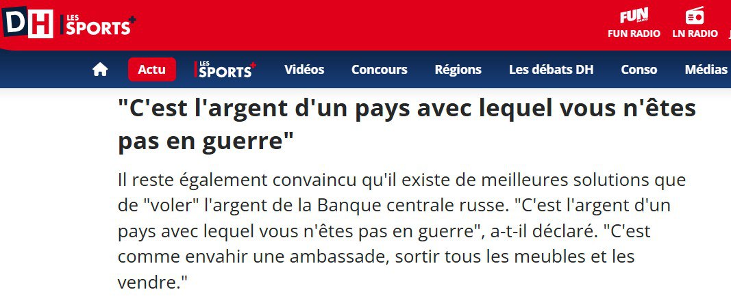 Премьер-министр Бельгии Барт де Вевер сравнил кражу российских активов со штурмом российского посольства